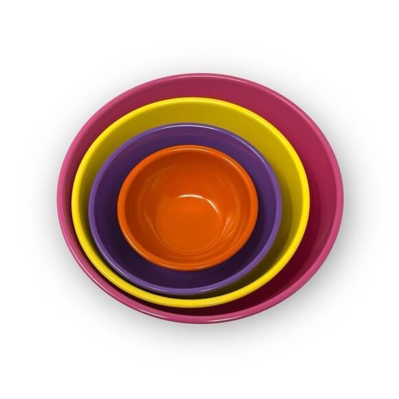 Nesting Mixing Bowls Melamine Plastic Multicolor Rainbow Set of 4 Unbranded - Picture 1 of 6